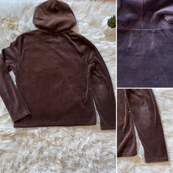 🔥Rare🔥 Y2K Vintage Brown Velour Embellished Track Suit, XL, Made in 🇺🇸 - Picture 12 of 16